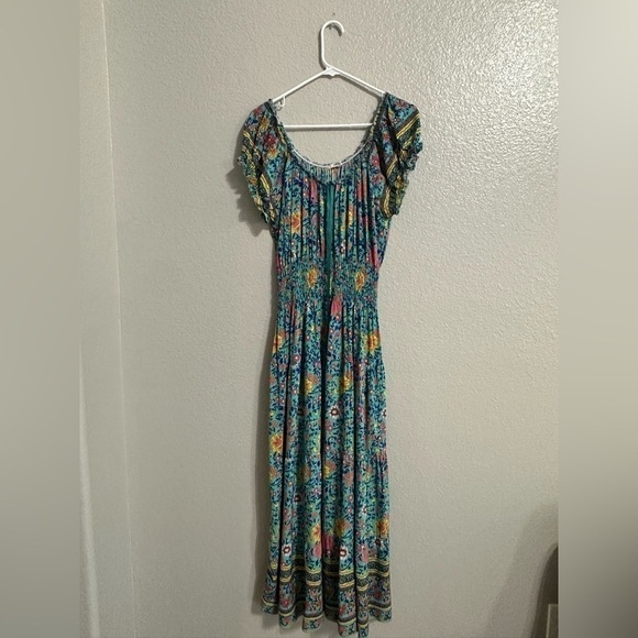 OSTOO Blue Floral Frilly Puff Sleeve Maxi Dress Size XXL - Picture 1 of 7